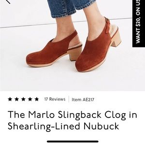 Madewell Marlo Slingback Nubuck Suede Shearling Clog